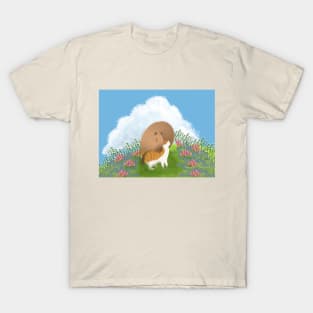 capybara and cat in the middle of meadow T-Shirt